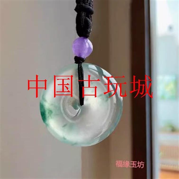 缅甸高冰种飘花阳绿翡翠色平安扣吊坠缅甸玉坠颈饰高级感锁骨项链