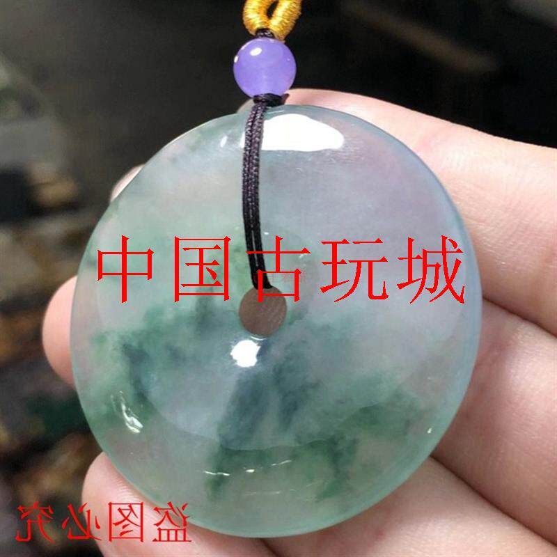 翡翠色吊坠老坑冰种飘花玉扣平安扣玉石玉佩项坠男女款玉饰品推荐
