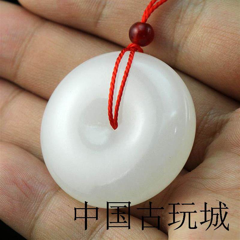 新疆和田玉羊脂玉平安扣吊坠精品老坑料挂件籽料玉牌男女原石纯白