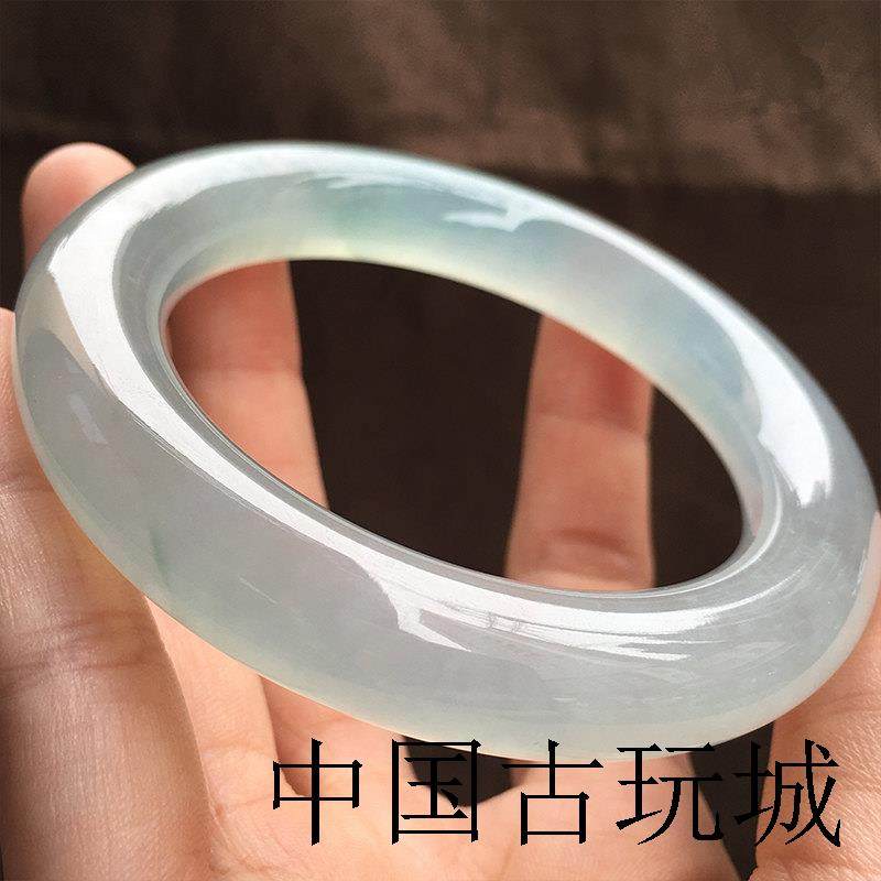 翡翠色镯冰种玉镯正圈圆条贵妃玻璃种飘花阳绿紫罗兰色玉精品百搭
