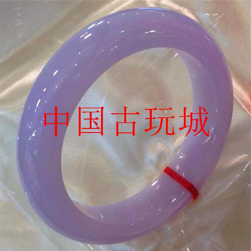 精品缅甸老坑翡翠色冰糯种紫罗兰玉镯浅紫色碧玉镯子女贵妃美人镯