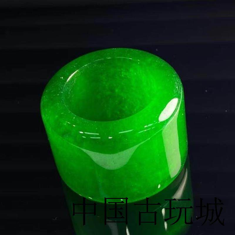 缅甸高端翡翠色满绿扳指冰种帝王绿宽戒指精选男女款拇指指环阳绿