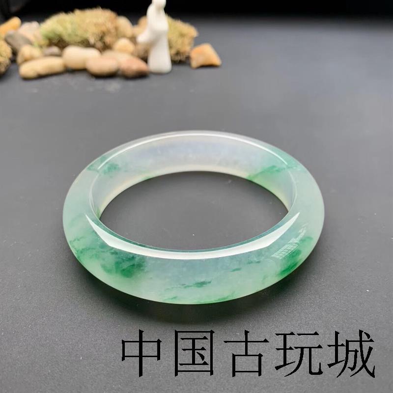 缅甸高端冰飘花贵妃兰半山半水翡翠色玉镯戒面蛋面吊坠送女友正品