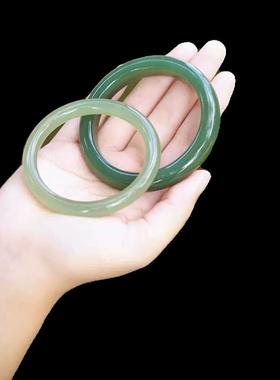 纯高端和田玉手镯青海料冰底湖水绿手镯女晴水女款正品带国检证书