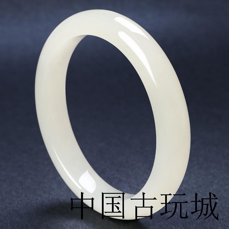 高端新疆和田玉色手镯女款高端白玉美人条玉镯羊脂白真玉宽百搭款