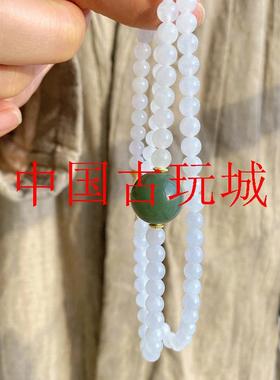 新疆和田白玉小米珠毛衣链羊脂玉且末蓝长款项链国风新中式锁骨链