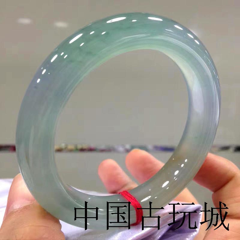 透水润冰种圆条玉镯子晴水飘花缅甸老坑翡翠色手镯贵妃玉石镯子女