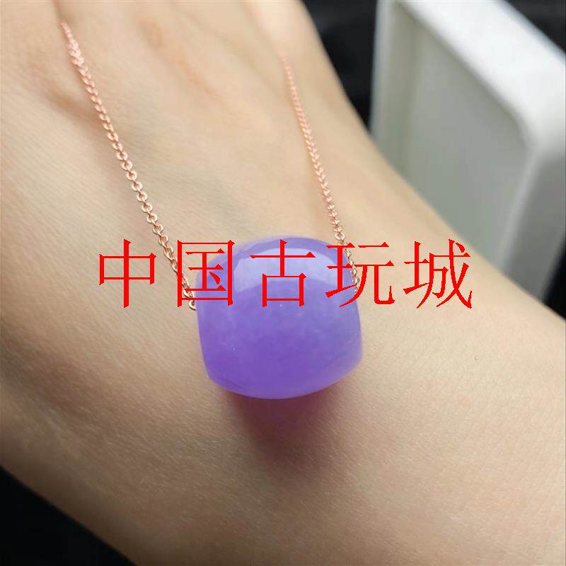 缅甸翡翠色路路通玉吊坠冰糯种紫罗兰转运平安钠财项链简约男女款