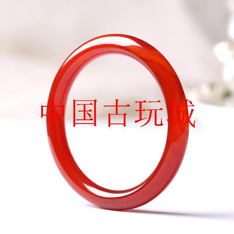 巴西红玛瑙手镯女款玉手镯玉髓镯子细圆条手镯本命年红玛瑙玉饰品
