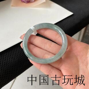 缅甸翡翠手镯冰晴底白月光贵妃镯女款冰糯种飘花细圆条处理玉镯子