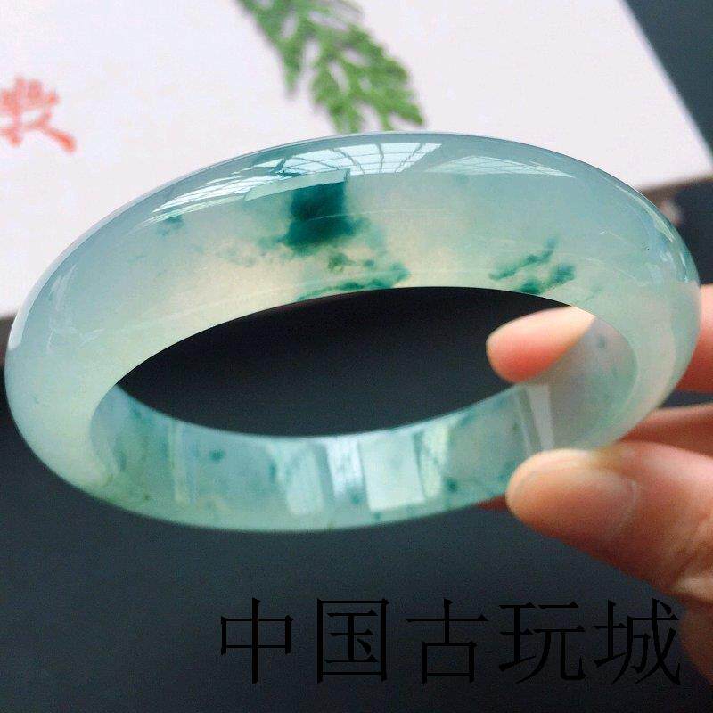 缅甸精选翡翠色手老坑精品高冰飘芙蓉绿花正圈玉石手镯送亲友送礼