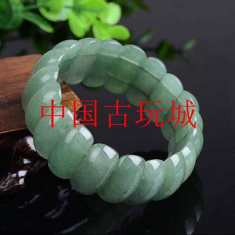 高品质精挑东陵玉石宽版手排翠绿色男女同款时尚品玉石手串送礼品