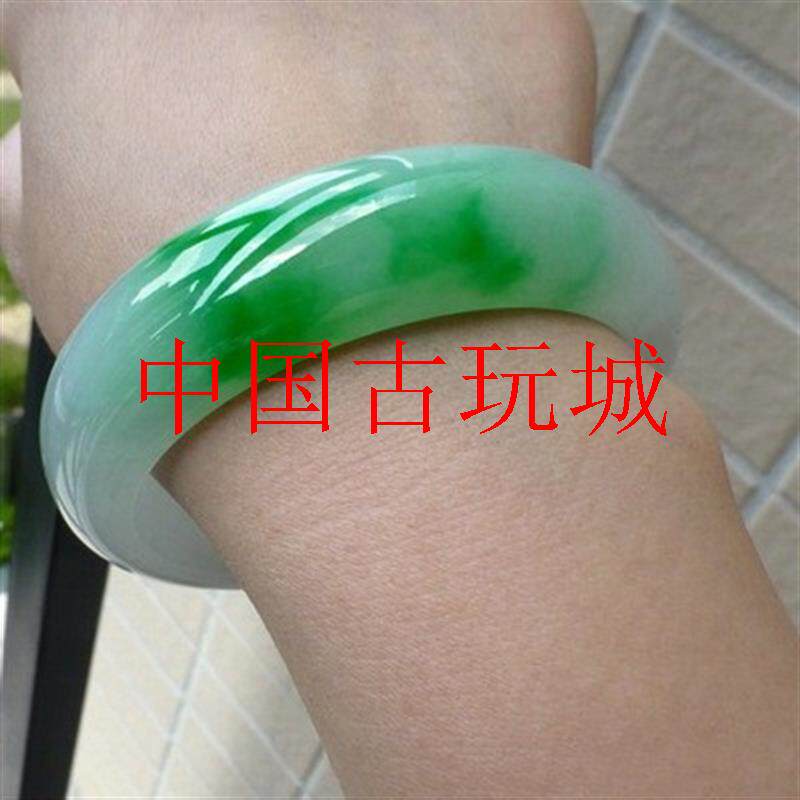 翡翠色手镯老坑正宗冰种阳绿飘花透润细腻冰糯种玉镯女款手镯处理