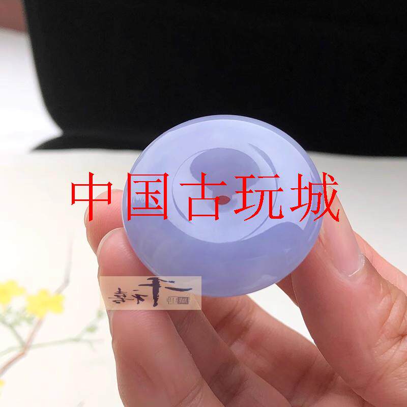 翡翠色玉石冰种紫罗兰平安扣吊坠男女同款紫色玉扣满色圆润玉挂件