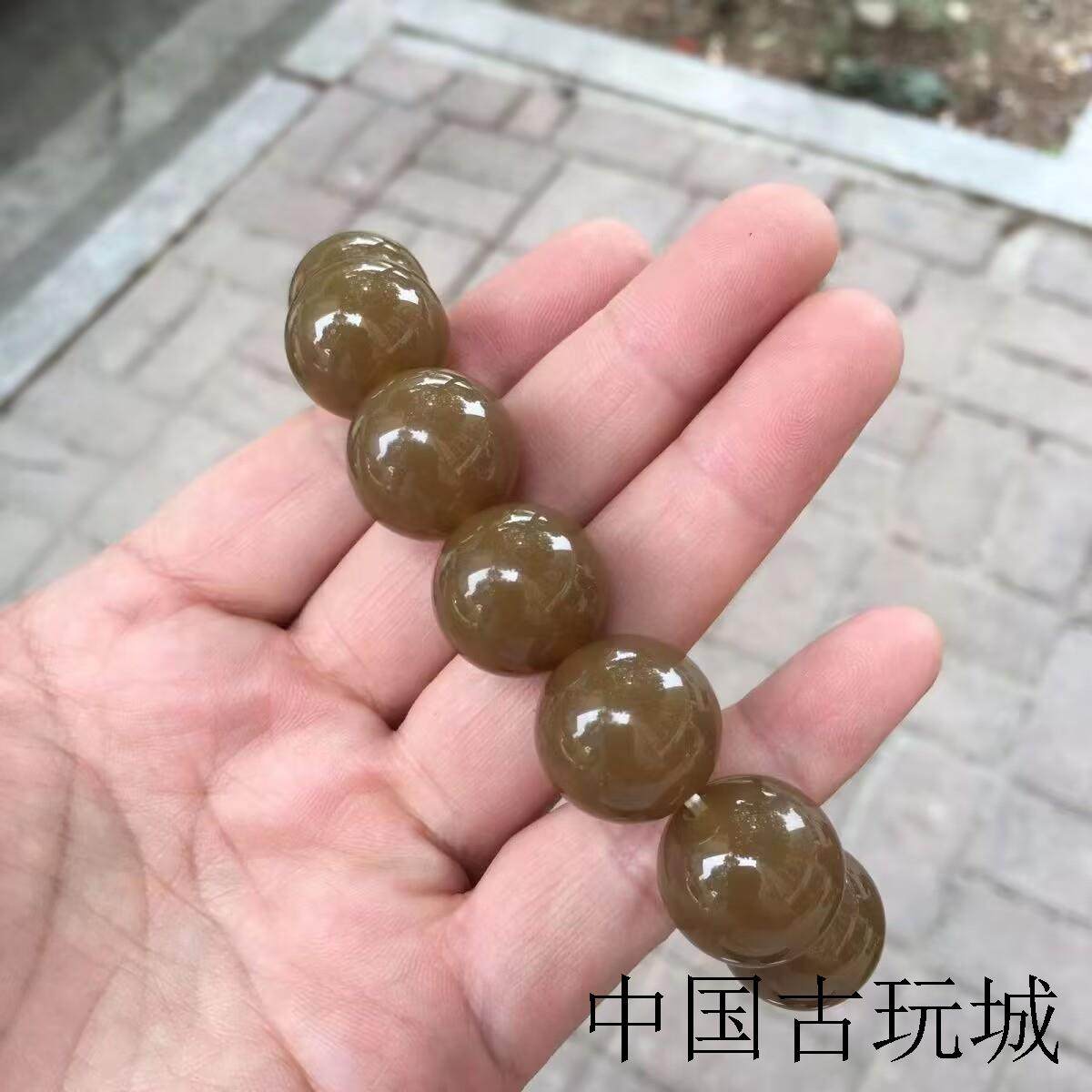 新疆和田玉老坑糖料手链新疆且末糖男女款玉石佛珠精品老型珠手串