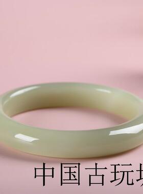 新疆和田玉手镯青白玉镯子高端玉石和田玉晴水手镯细条泥鳅小众款