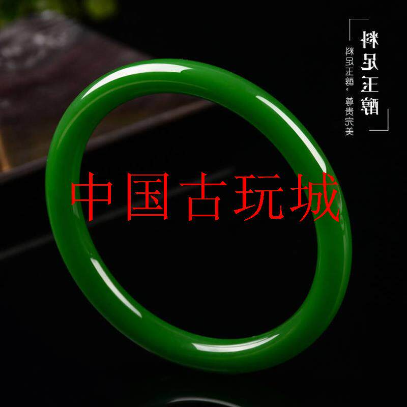 新疆和田玉碧玉复古新中式手镯小细条夏季女款菠菜绿少女圆条玉镯