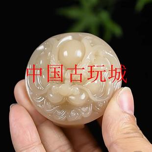 新疆和田玉龙头糖料兽头皮带扣男款玉石腰扣满糖招财龙皮带扣处理