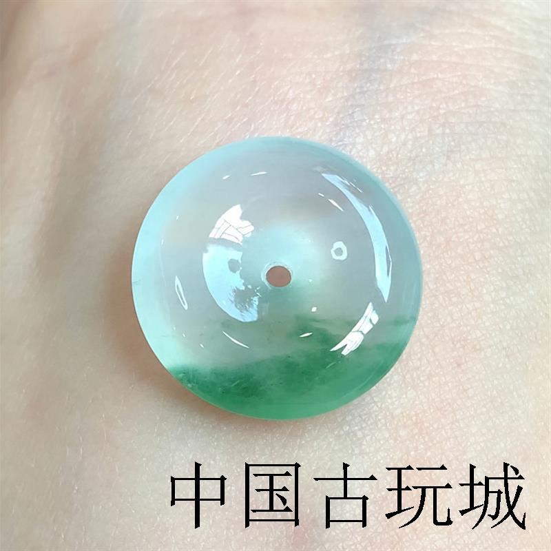 冰种飘花翡翠色挂件平安扣玉吊坠