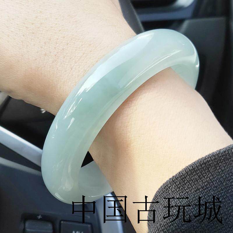 高端老坑翡翠色手镯油青阳绿色飘花处理冰糯种水好玉手镯子带证书