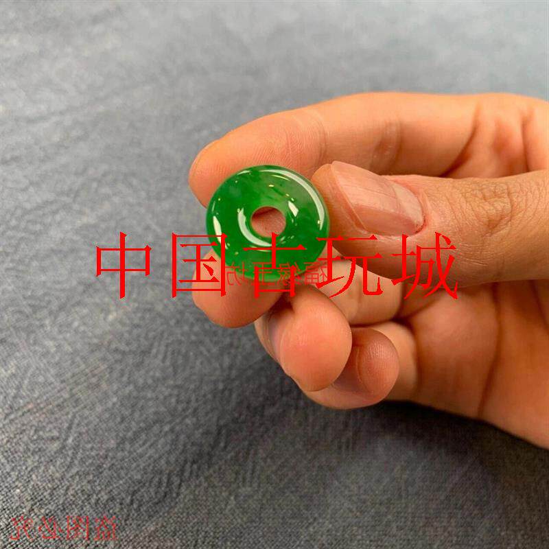 缅甸翡翠色高冰阳绿平安扣吊坠转运珠满绿甜甜圈挂件男女款锁骨链