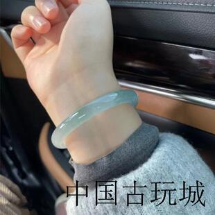 缅甸翡翠手镯真玉阳绿翡翠玉镯冰飘花玉手镯女款高端晴水手镯百搭