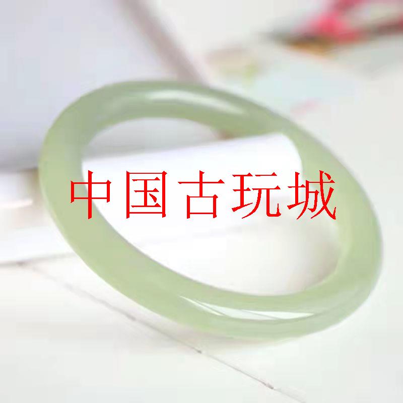 新款和田玉手镯青白玉镯子女冰种晴水色玉石少女细圆条手镯叮当镯