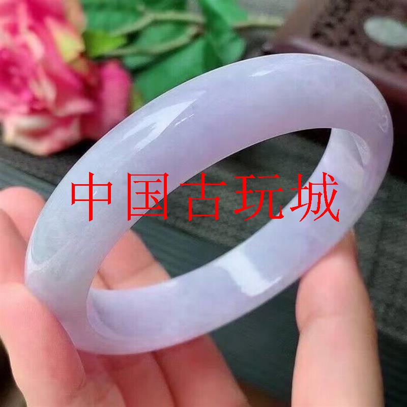 缅甸翡翠色手镯冰糯种紫罗兰玉手镯满圈浅紫色高品质玉手镯女饰品