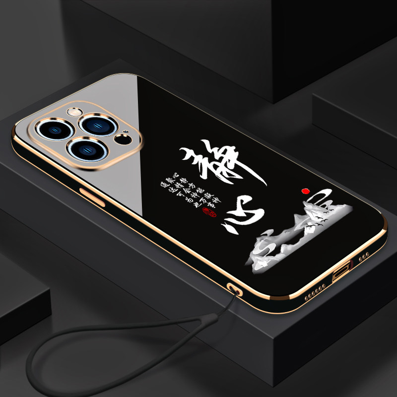 适用于苹果14proMAX手机壳静心直边电镀奢华软壳精孔摄像头保护套防摔全包边潮牌个性简约创意高端手机软套