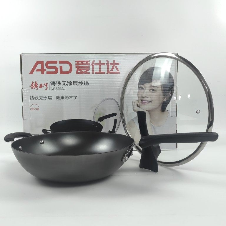 ASD/爱仕达锈不了铸铁无涂层炒锅CF32B3J家用不生锈炒菜锅CF34B3J