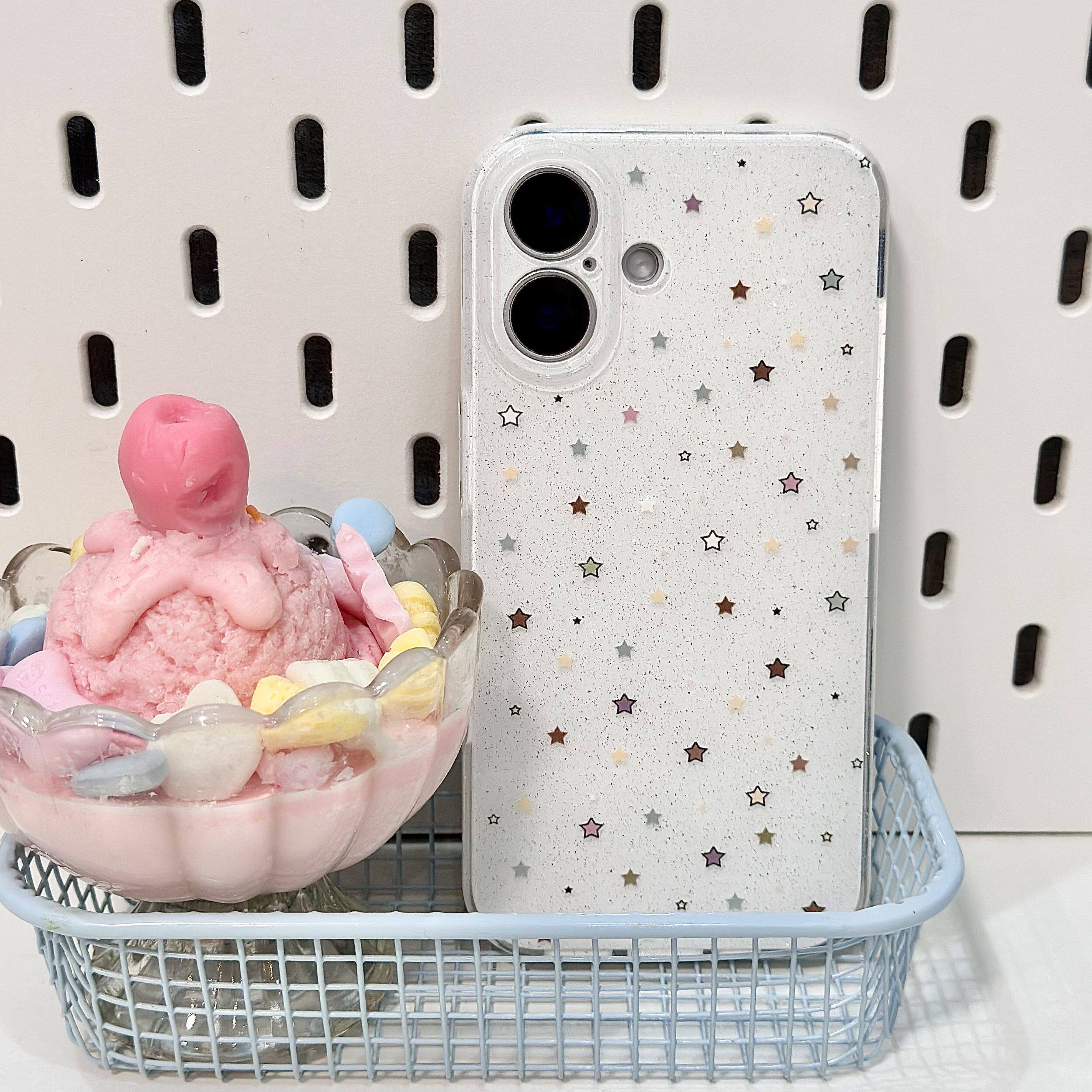 Mango酱双层闪粉适用苹果16满屏彩色星星手机壳iPhone15promax全包14软壳13
