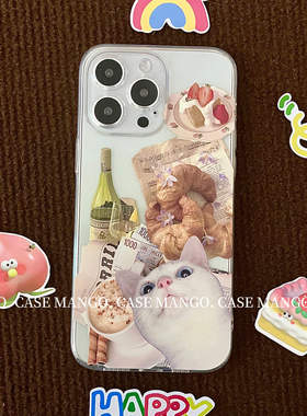原创ins复古插画适用于iphone16promax苹果手机壳15透明X华为软oppo