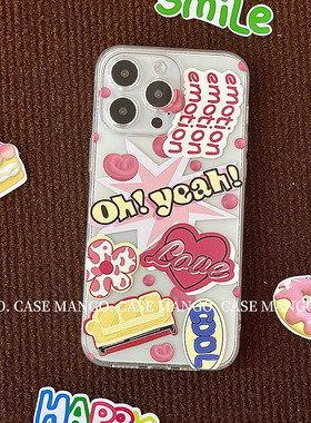 Mango酱原创美式涂鸦适用iphone16promax苹果15透明手机壳XR华为
