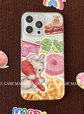 Mango酱原创iphone14promax手机壳可爱趣味拼贴适用苹果13透明12