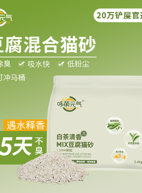 哆萌元气豆腐混合白茶猫砂膨润土去味除臭遮臭高结团无尘吸水猫砂
