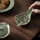 越窑青瓷手工花瓣茶则茶勺家用复古陶瓷功夫茶道六君子零配 叶屿