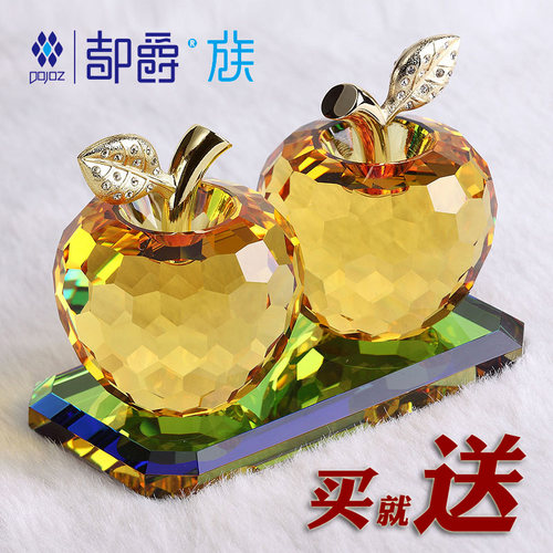 汽车摆件水晶苹果车子女车载装饰