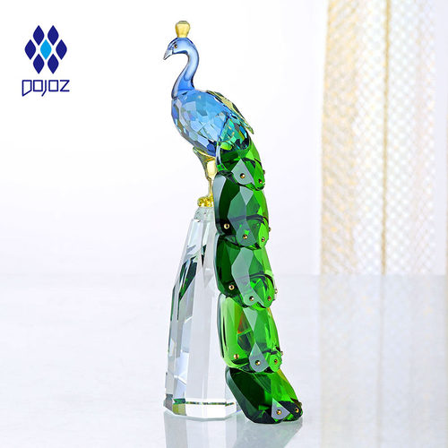 都爵族水晶孔雀纯手工装饰摆件