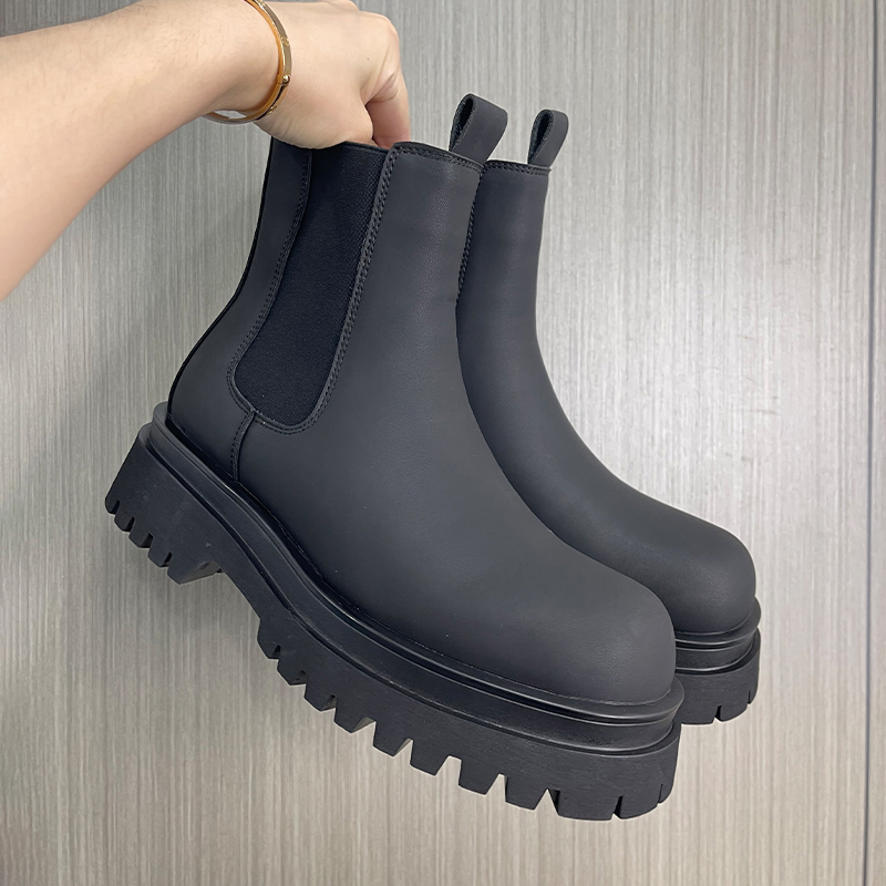 厚底工装烟筒切尔西男士靴子