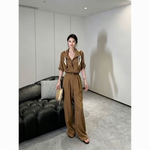 高级复古感老钱风松弛衬衫阔腿裤两件套夏季新款气质轻奢洋气套装