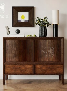 新中式中古实木茶室装饰柜禅意名宿酒店餐边柜储物柜收纳柜可定制