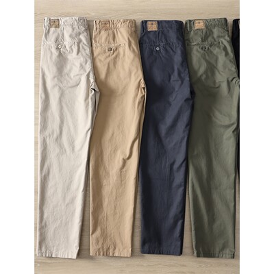 春秋全棉斜纹直筒简约工装休闲裤