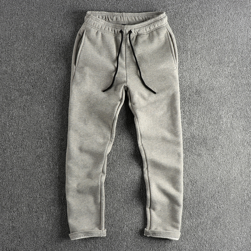 香港潮牌重磅保暖加绒裤子男秋冬美式直筒百搭运动休闲裤青年卫裤