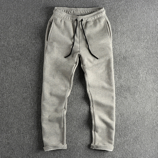 香港潮牌重磅保暖加绒裤子男秋冬美式直筒百搭运动休闲裤青年卫裤