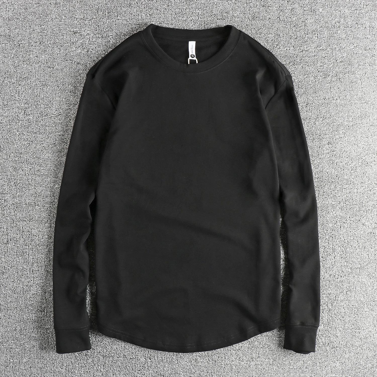 代购抓绒保暖舒适长袖T恤男 美式复古基础纯色百搭休闲青年打底衫