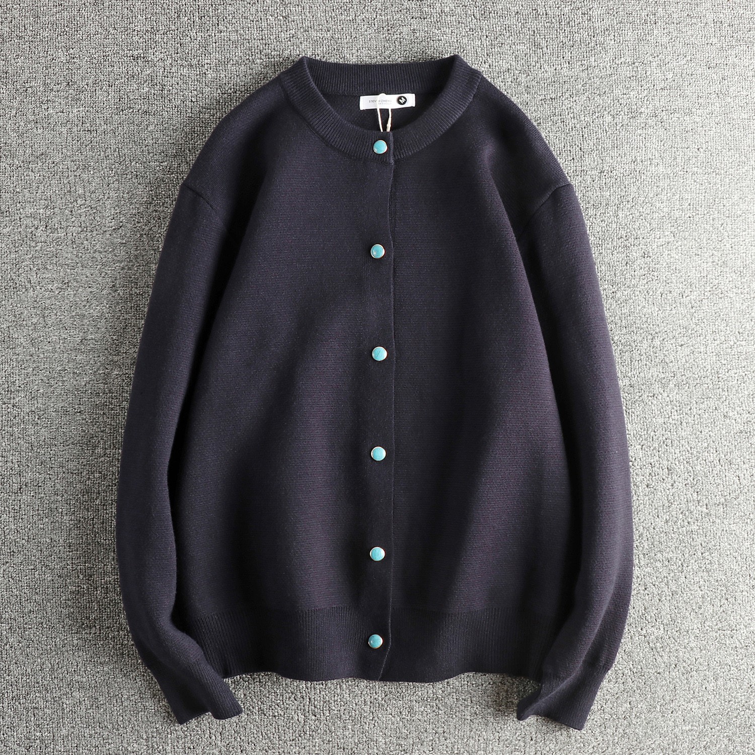 香港潮牌秋冬宝石按扣慵懒风潮流针织毛衣男舒适圆领青年开衫外套