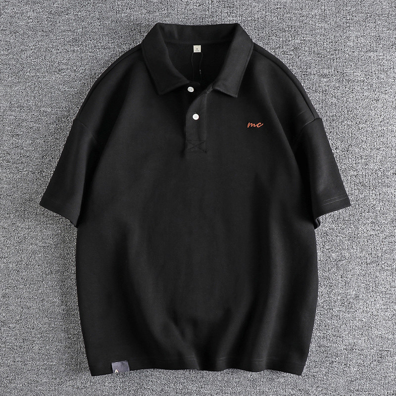 简约纯色刺绣美式潮流polo衫短袖