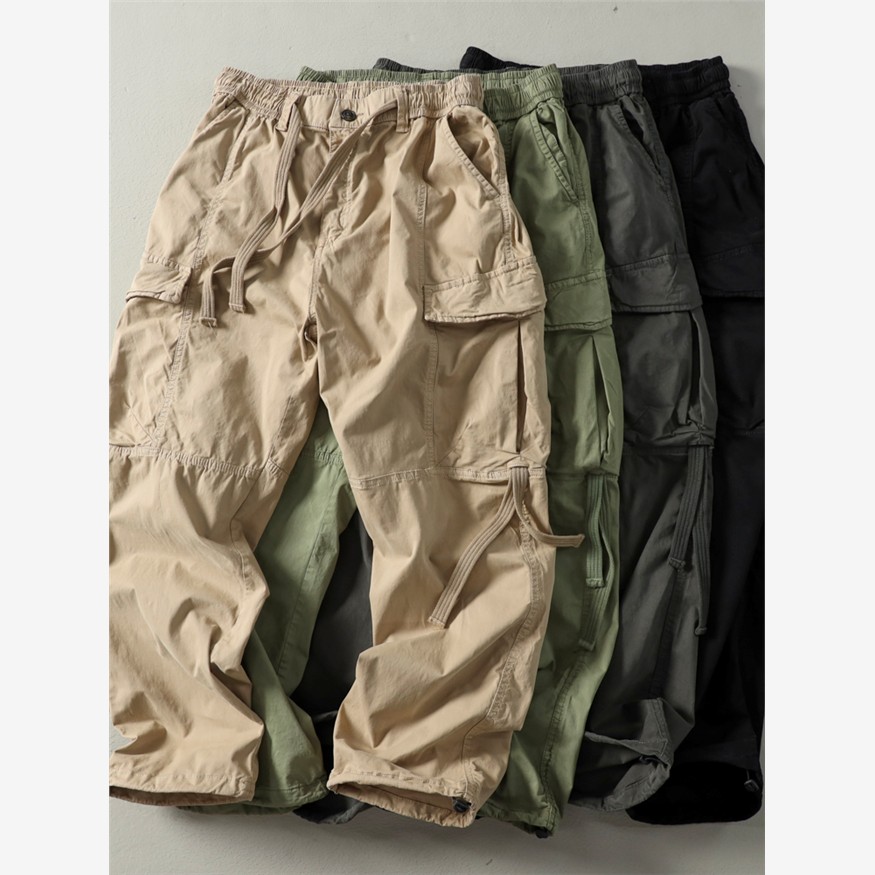 原创潮牌薄款男士大口袋伐木机能工装裤夏美式复古宽松微弹休闲裤