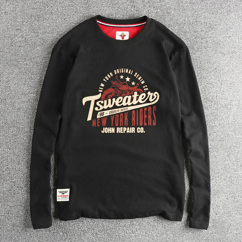 秋季280G纯棉磨毛机车图啊长袖t