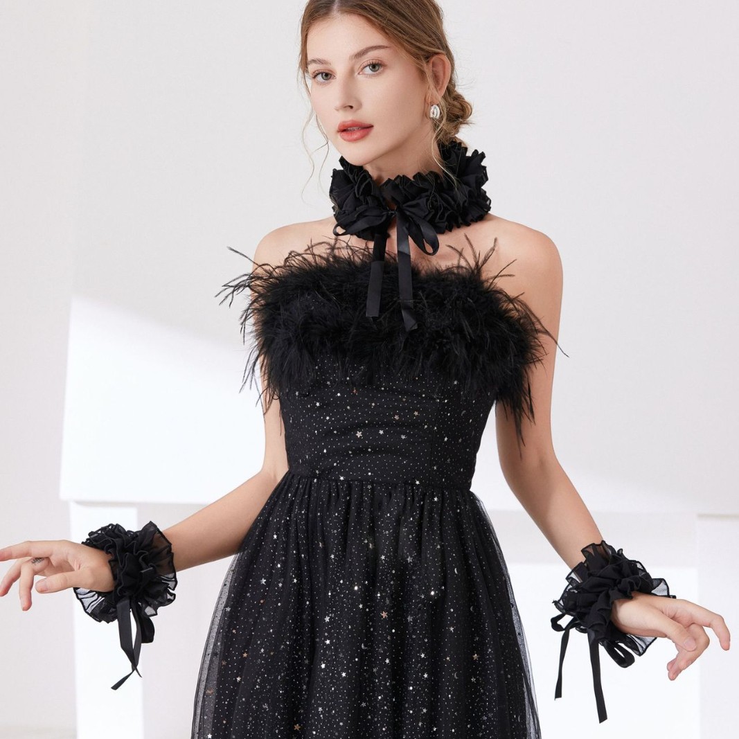 新品千层花瓣颈围蕾丝护颈法式围脖手袖婚纱礼服配饰芭蕾配饰